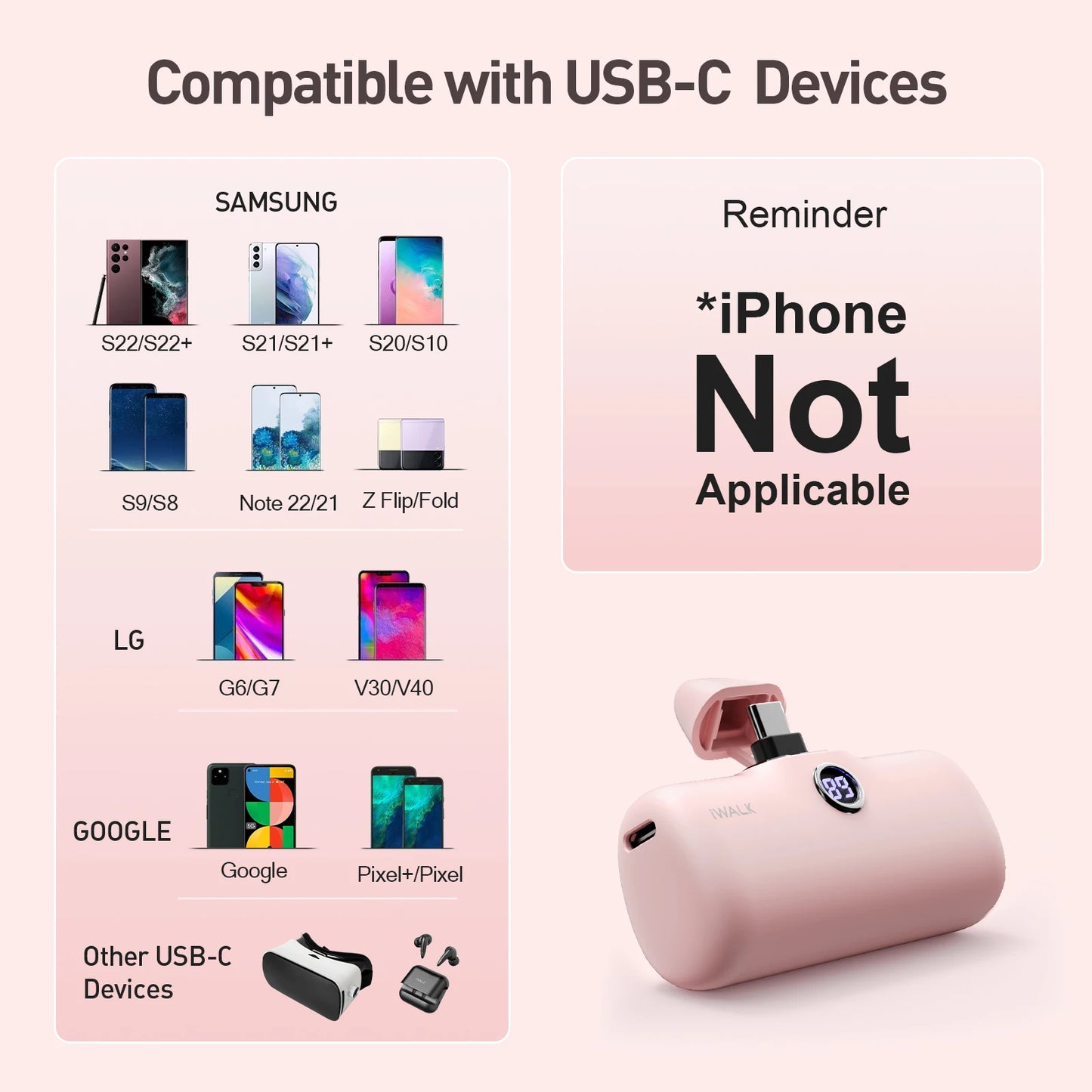 Lavender Lounge Capsule Powerbank for IPhone Samsung USBC